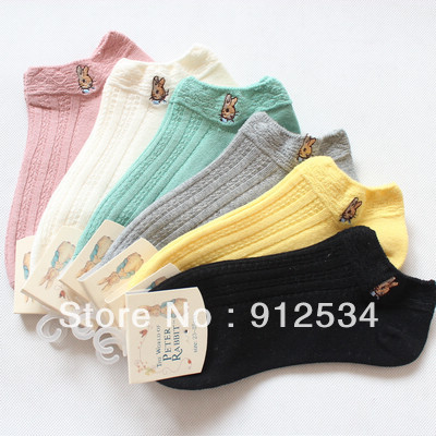 Female sock slippers female socks female sock solid color invisible socks cotton 100% cotton cartoon