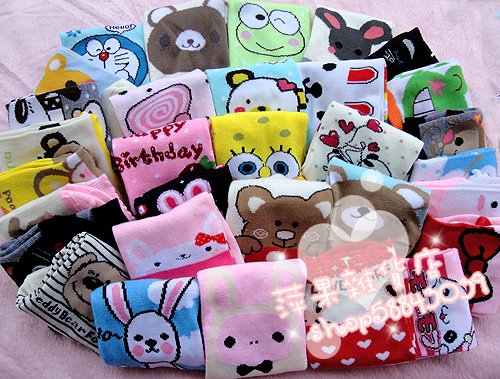 Female socks cartoon sock slippers polyester cotton cartoon short fancy (mix min order is 15$)