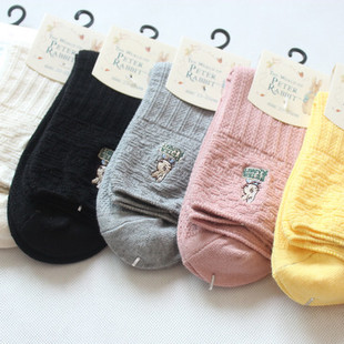 Female socks women's 100% cotton 100% cotton cartoon socks knee-high autumn and winter solid color