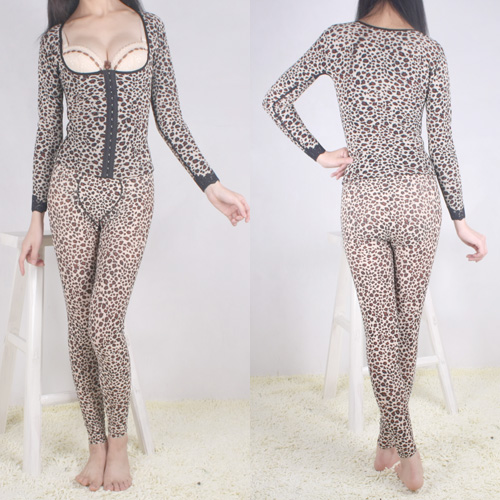 Female spring and autumn leopard print slim waist abdomen drawing butt-lifting stovepipe body shaping trousers slimming pants