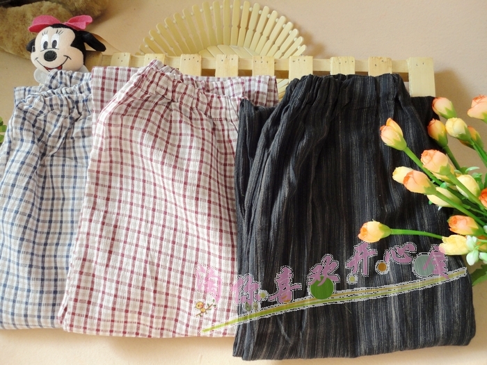 Female spring and autumn pants at home pants derlook trousers woven cotton pajama pants