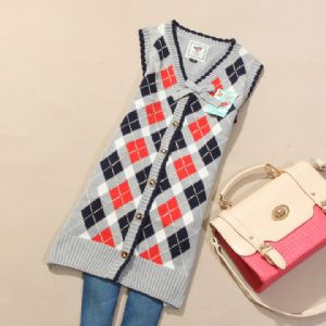 Female spring fashion dimond plaid casual sweater woven vest outerwear