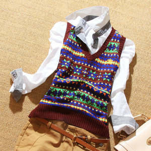 Female spring fashion jacquard knitted basic vest top outerwear