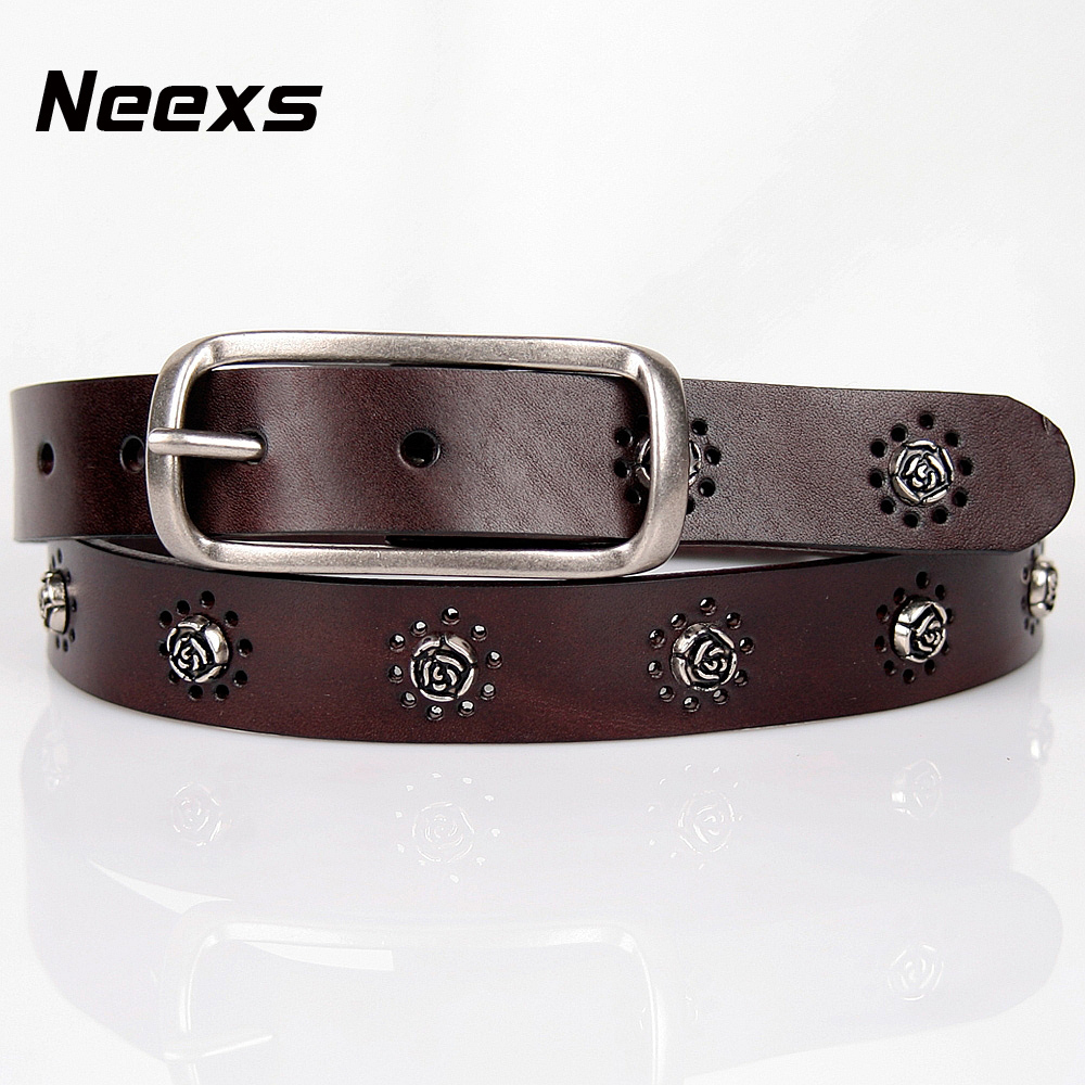 Female strap genuine leather cowhide Women fashion rivet genuine leather casual all-match belt