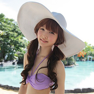 Female summer plus size 17cm sun hat beach hat strawhat sunscreen