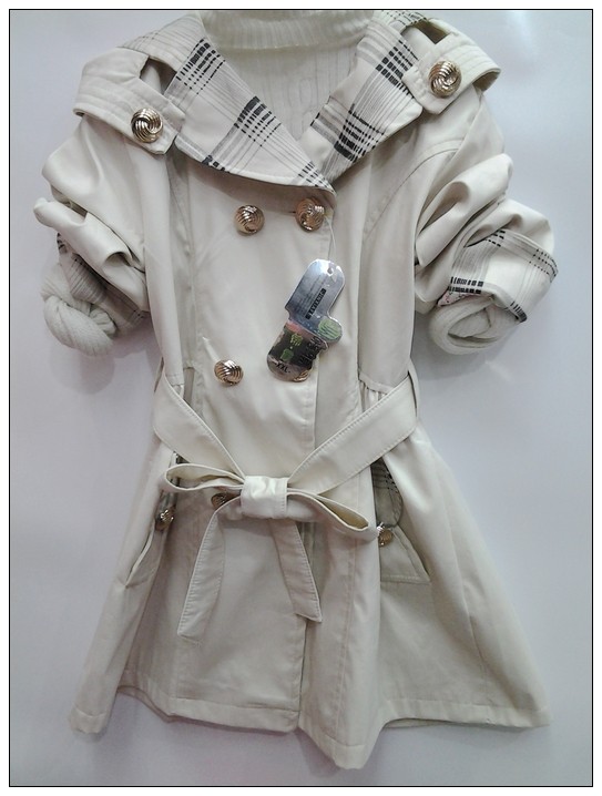 Female trench female child jacket outerwear child hooded overcoat