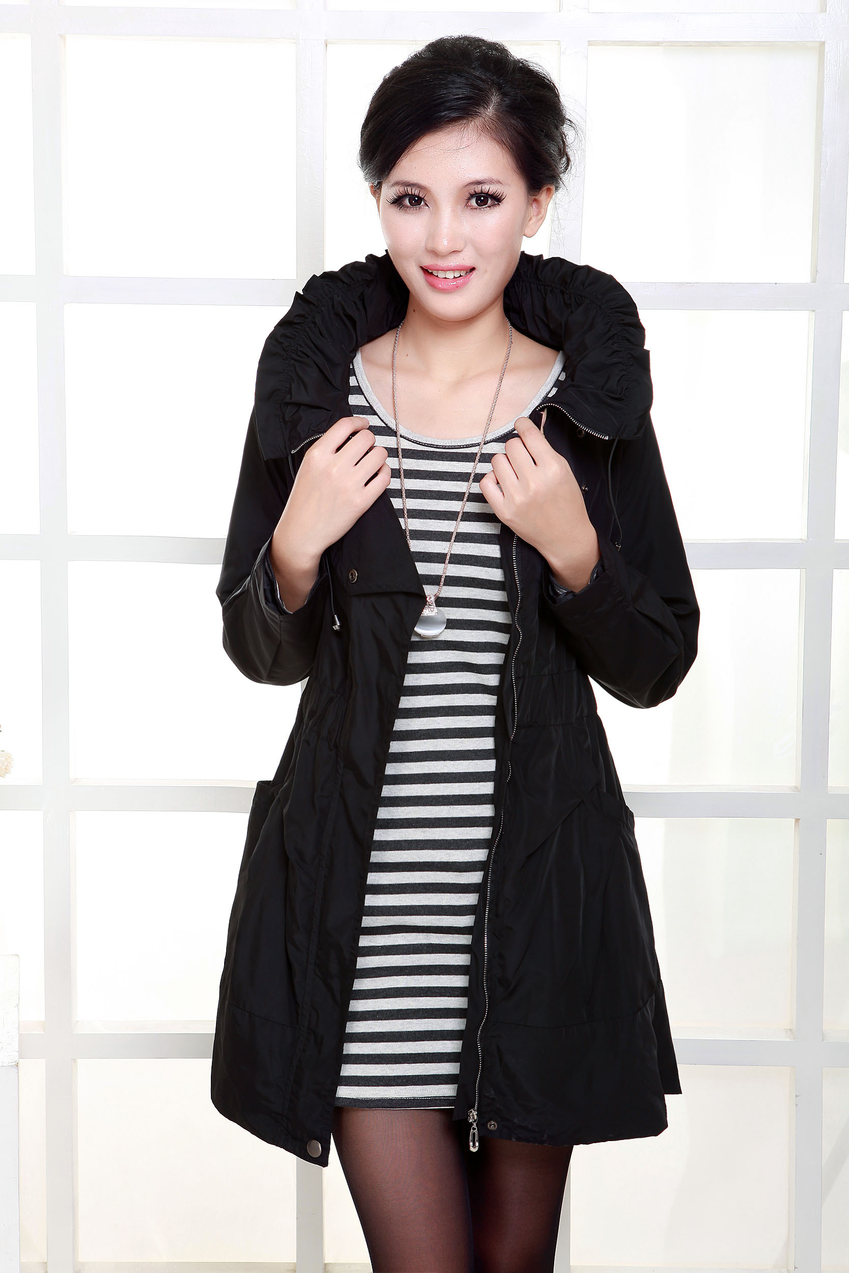 Female trench outerwear 2013 spring and autumn slim fashion medium-long trench outerwear plus size Free Shipping
