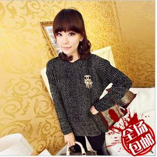 Female winter autumn and winter irregular ubiquitous1 loose long-sleeve pullover knitted sweater