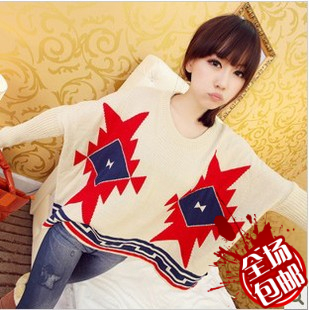 Female winter autumn and winter long-sleeve stripe o-neck pullover thermal knitted thick sweater