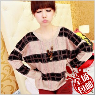 Female winter autumn and winter loose pullover long-sleeve o-neck knitted sweater basic shirt