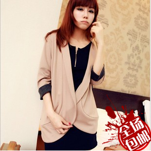 Female winter autumn and winter solid color casual cardigan half sleeve loose suit slim short jacket