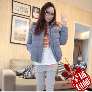 Female winter autumn and winter solid color zipper long-sleeve slim belt with a hood wadded jacket