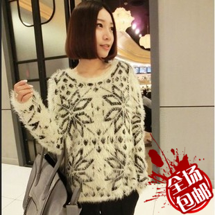 Female winter autumn and winter vintage batwing sleeve pullover explaines thermal thickening sweater