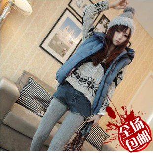 Female winter autumn and winter vintage trend distrressed pants all-match slim jeans shorts