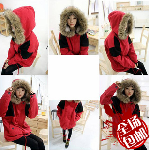 Female winter autumn and winter with a hood berber fleece thickening wadded jacket thermal outerwear