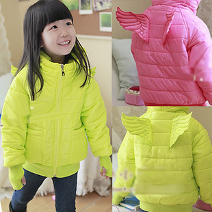Female winter child 2012 back hooded thickening wadded jacket cotton-padded jacket outerwear