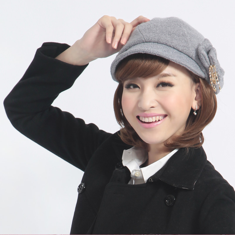 Female winter hat elegant double bow all-match elastic fashion cap gm283