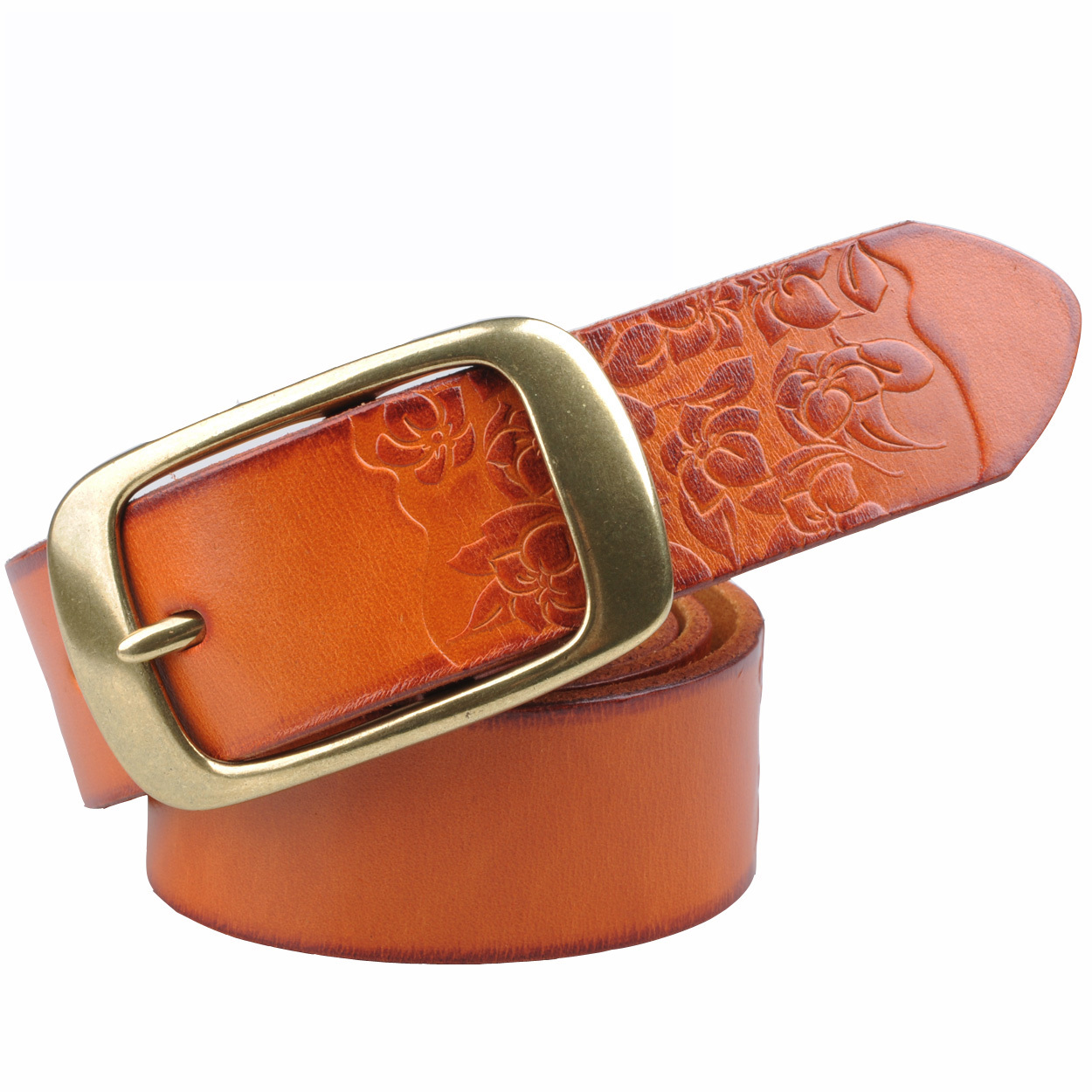 female women's genuine leather cowskin strap fashion embossed pin buckle cowhide women's strap belt all-match
