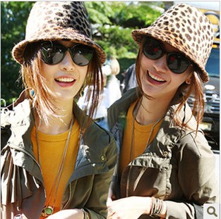 Female woolen hat leopard print women's fedoras autumn and winter fashion winter women's