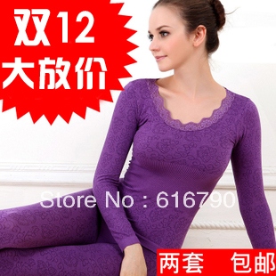 FemaleThermal underwear suits , lace, thin body,warm clothes FREE SHIPPING