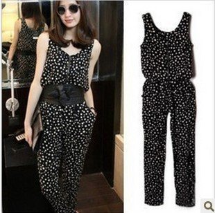 ferr shopping!Major suit pants vest type Polka Dot Chiffon Haren Jumpsuit female Jumpsuit