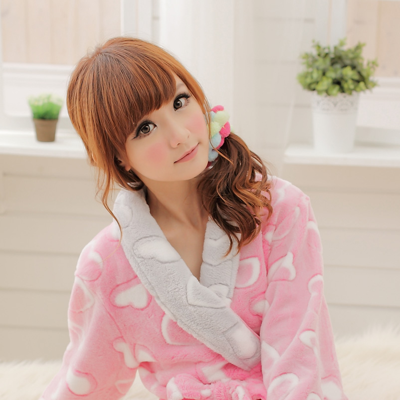 Fick's autumn and winter clothing lovers robe thickening coral fleece sleepwear male women's long bathrobe lounge