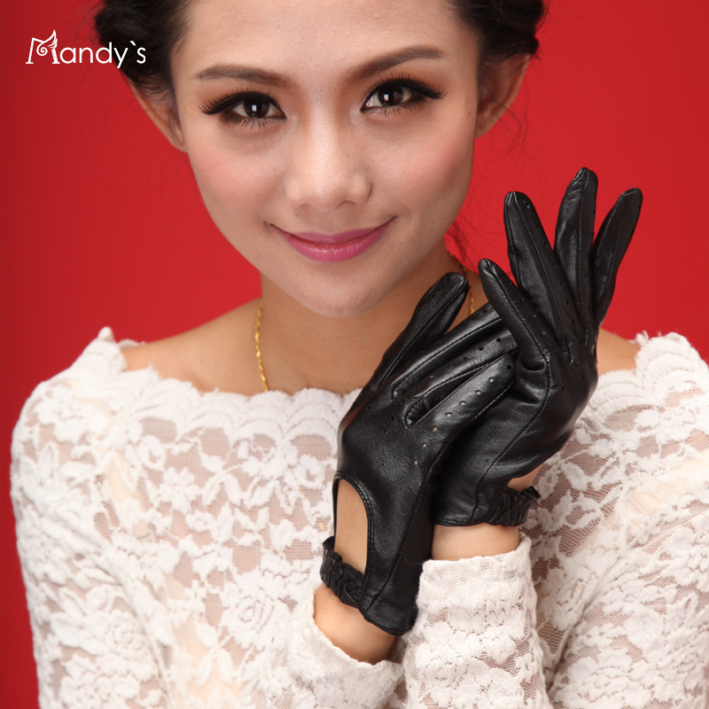 Finger women's sheepskin gloves leather gloves female thermal genuine leather sheepskin leather gloves