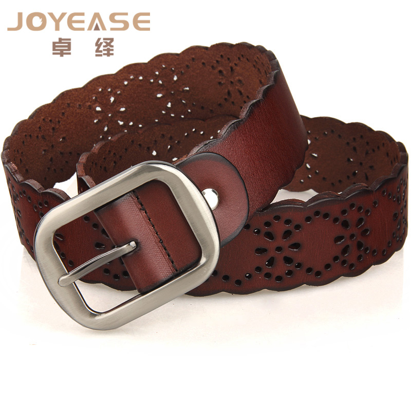 First layer of cowhide flower cutout casual women's strap fashion all-match laciness genuine leather belt