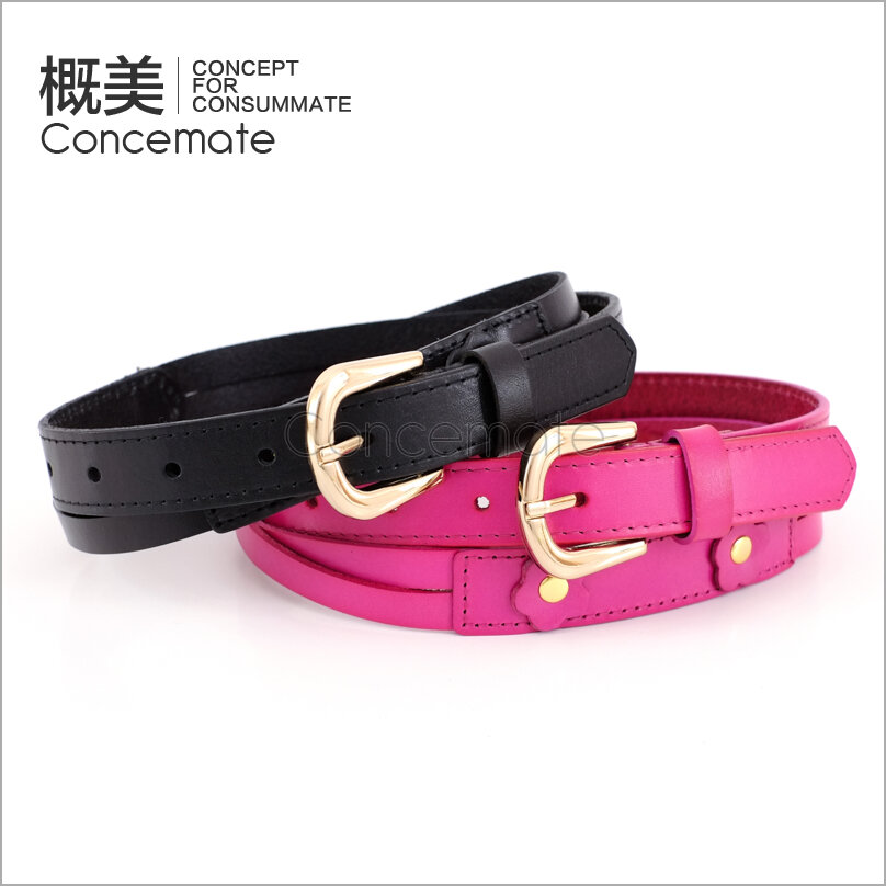 First layer of cowhide multicolour flower knitted color block women's genuine leather thin belt decoration strap c771