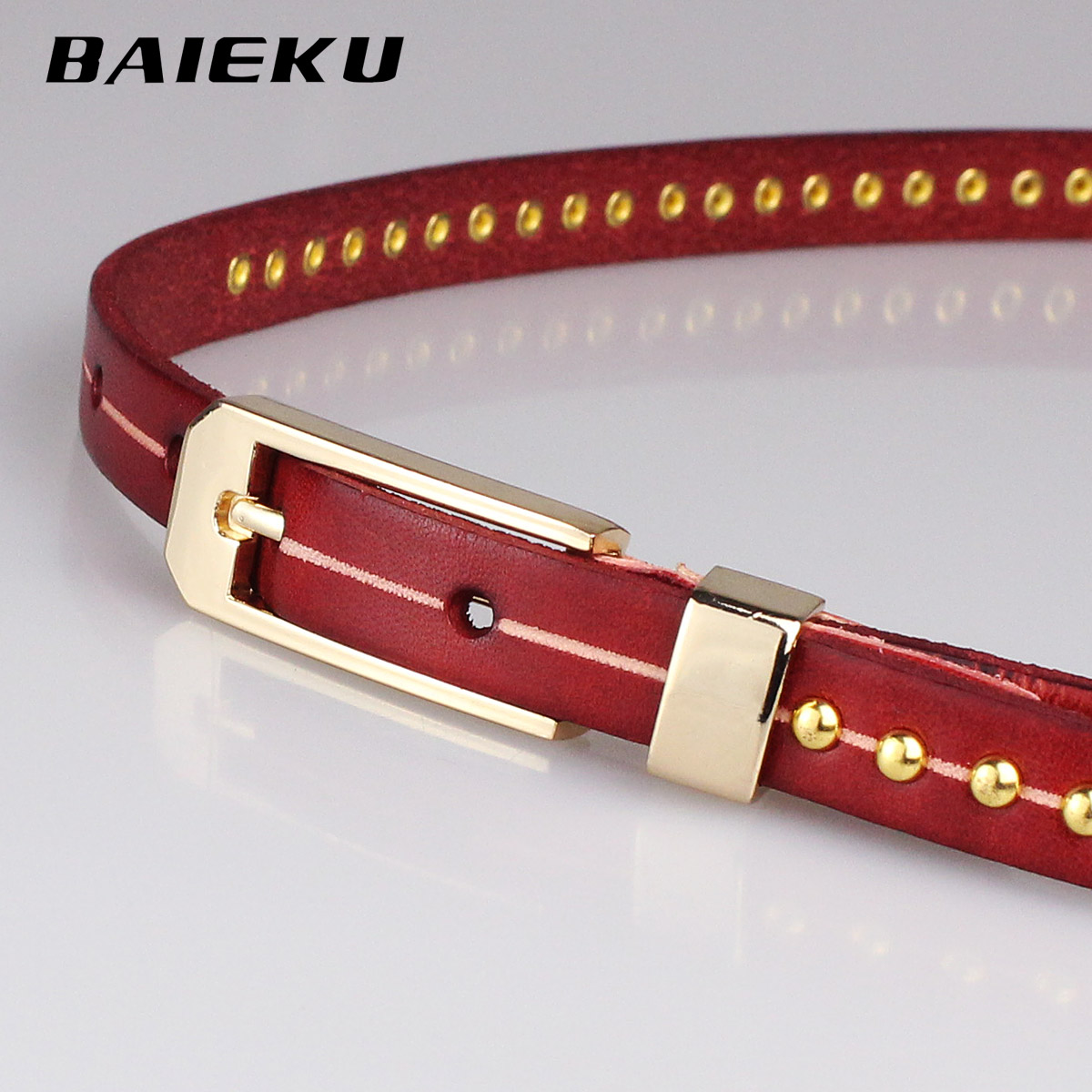 First layer of cowhide personalized fashion rivet women's belt genuine leather strap female all-match belt