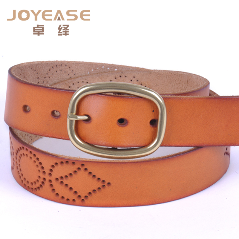 First layer of cowhide pin buckle cutout belt brief fashion women's genuine leather jeans belt