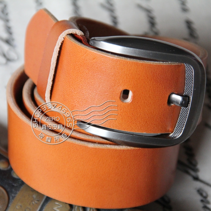 First layer of cowhide strap women's genuine leather strap pin buckle strap fashion orange strap desgn belt for man and women