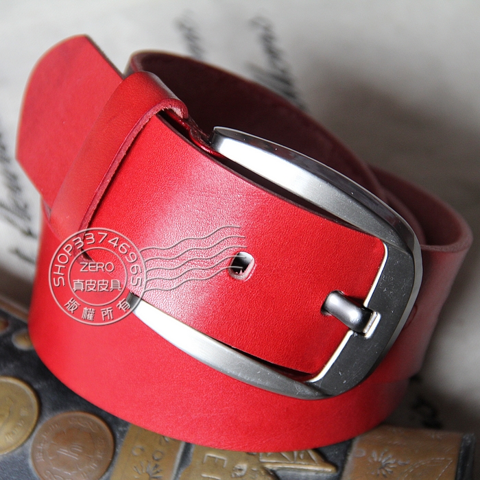 First layer of cowhide strap women's strap genuine leather red belt entresol desgn belt for man and women