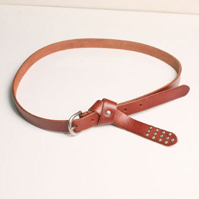 First layer of cowhide thin belt yellow female fashion genuine leather rivets brown strap p022