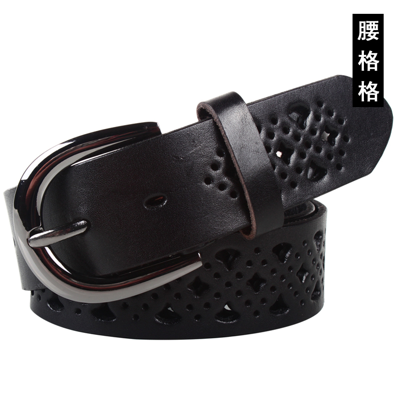 First layer of cowhide women's belt female all-match cutout genuine leather strap Women casual fashion