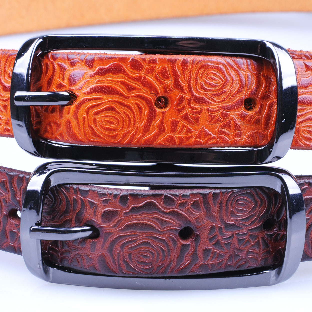 First layer of cowhide women's belt genuine leather fashion coffee red women's strap all-match
