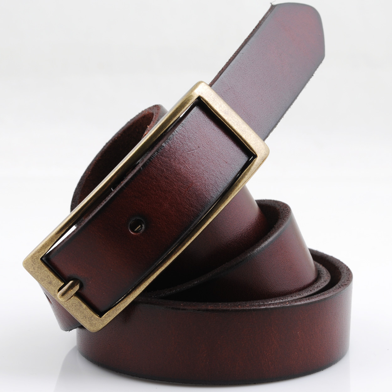 First layer of cowhide women's belt genuine leather fashion coffee red women's strap pinheadedness black
