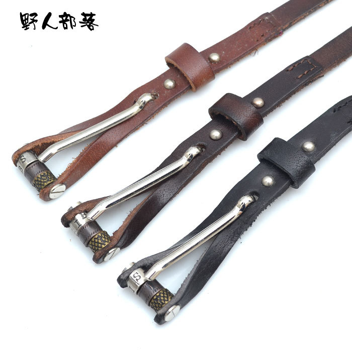 First layer of cowhide women's thin belt all-match tieclasps decoration vintage genuine leather strap Women 4870
