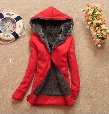 Fishion Women's Hoodie Coat Jacket Warm Outerwear hooded Zip Wholesale free shopping /D-98-136