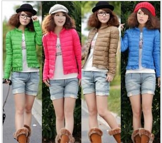 Five Colors FREE SHIPPING 2012 Women Frilled Winter Spring Short Down Jacket Single-Breasted Outwear Thin Coat S-XXL