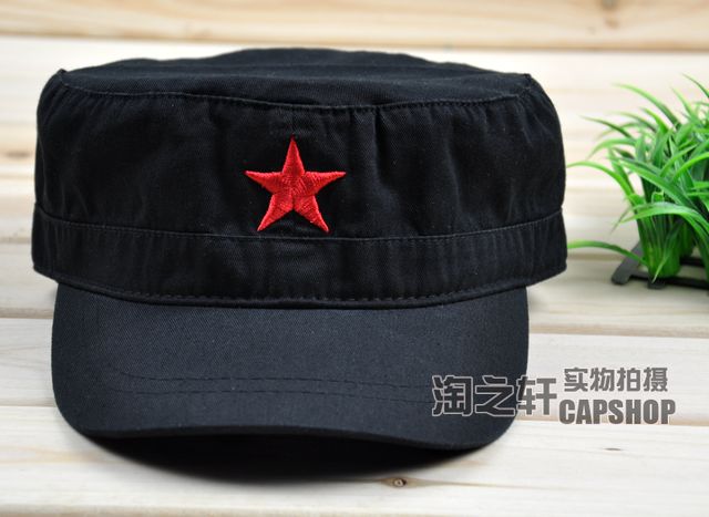 Five-pointed star cadet cap hat female male military hat cap outdoor black casual cap