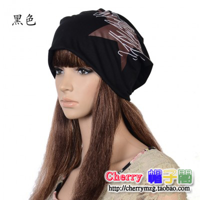 Five-pointed star doodle turban lovers design pocket hat autumn and winter piles of hat