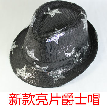 Five-pointed star paillette black jazz hat jazz hat fashion fedoras hat free shipping