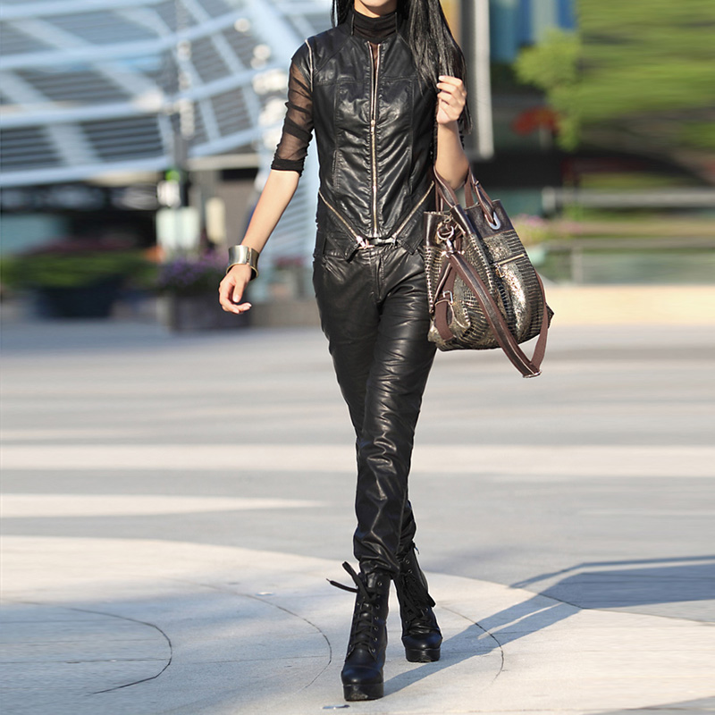 Fk0064 boot cut jeans skinny pants pencil pants female butt-lifting thickening legging trousers leather pants winter