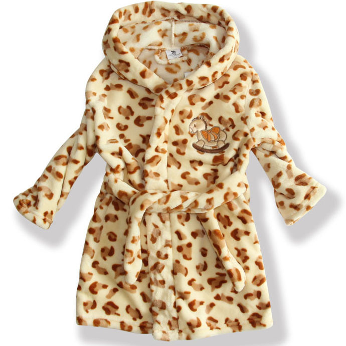 Flannel child coral fleece robe child bathrobe