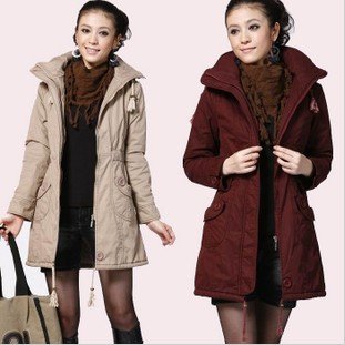 Flannel lining women's cotton coats winter warm long coat jacket clothes,leisure Womens warm long coat jacket/ladies long jacket