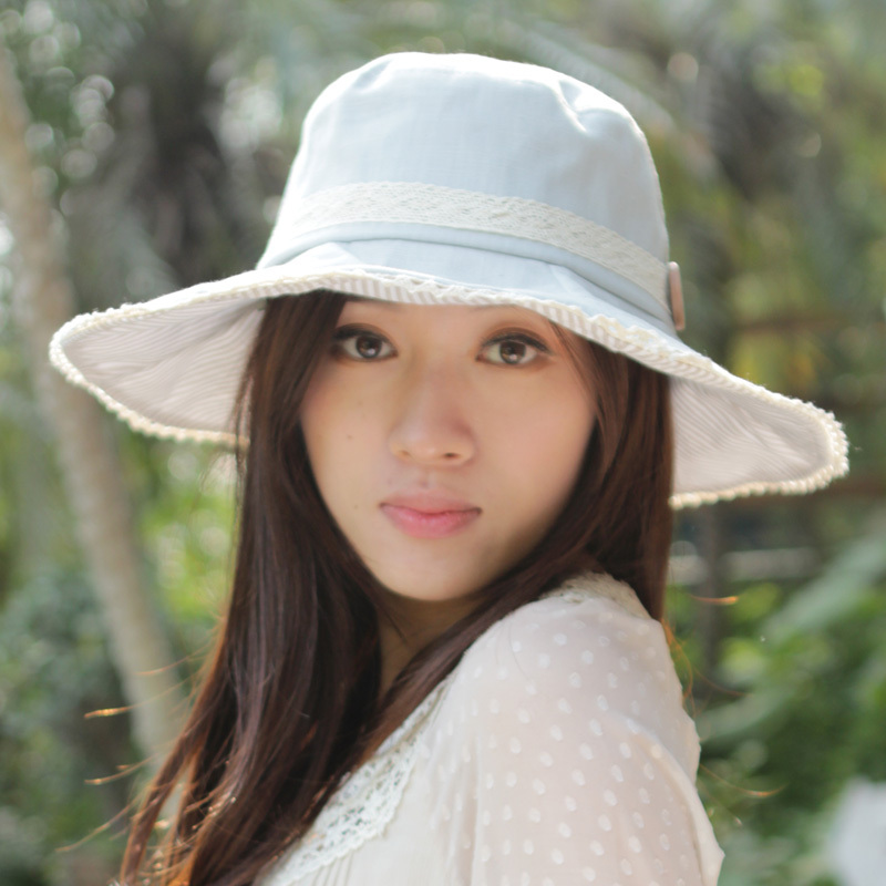 Flat thantrue sunbonnet spring lace decoration women's 100% cotton sunscreen big hat along