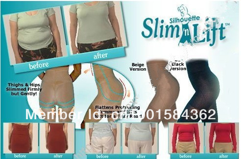 Flat waist five shaping pants calorie off body slimity pants black color  EMS free shipping