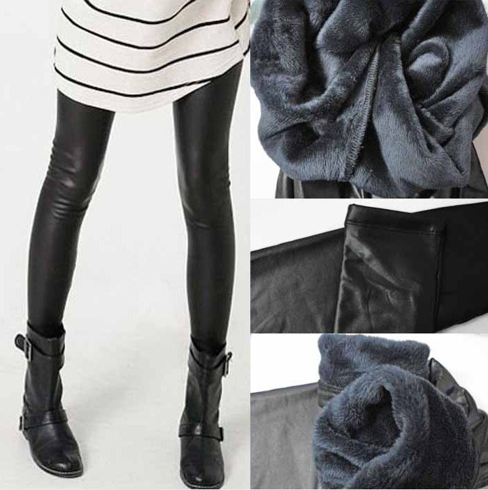 Flix double warm imitation leather leggings