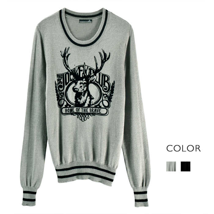 Flock printing onta pattern o-neck long-sleeve pullover sweater women